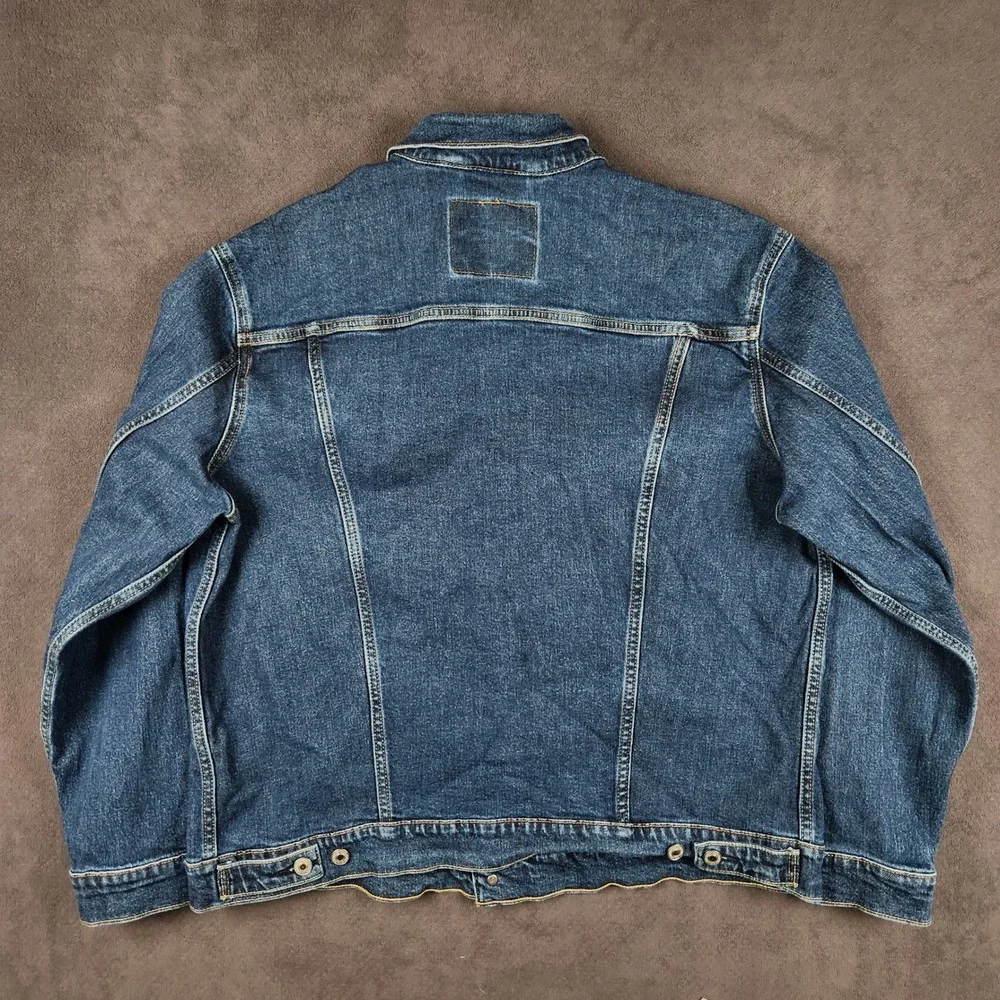 Levis Trucker Jacket Mens XL Dark Wash Blue Standard Fit Stretch Denim - Picture 2 of 10